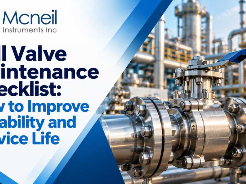 Mcneil Air Header ball valve maintenance checklist banner highlighting ways to improve valve reliability and service life in industrial plants.